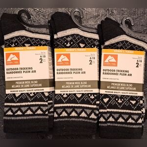 Lot Of 3 New Ozark Trail Black and White Premium Wool Blend Trekking Socks